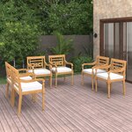 vidaXL Chaises Batavia 6 Pièces avec coussins Bois de teck solide