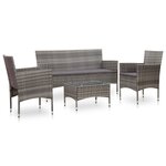 vidaXL Salon de jardin 4 Pièces avec coussins résine tressée gris