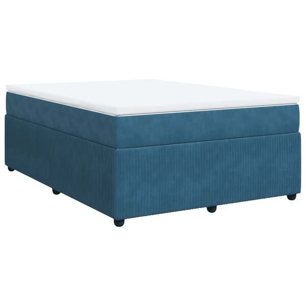 vidaXL Sommier à lattes de lit et matelas Bleu foncé 140x190cm Velours
