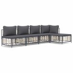 vidaXL Salon de jardin 5 Pièces avec coussins anthracite résine tressée