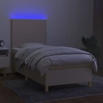 vidaXL Sommier à lattes de lit et matelas et LED Crème 90x200 cm Tissu