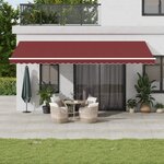 vidaXL Auvent rétractable automatique avec LED bordeaux 600x350 cm