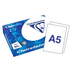 Papier A5 blanc 80g Clairalfa - Ramette de 500 feuilles (boîte 10 x 500 feuilles)