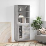 vidaXL Buffet haut Sonoma gris 69 5x34x180 cm Bois d'ingénierie