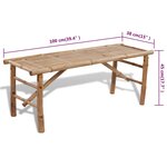 vidaXL Table avec 2 bancs 100 cm Bambou