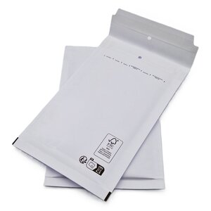 Lot de 100 pochettes ( enveloppes ) à bulles b/2 : 110 x 215 mm en kraft blanc