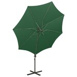 vidaXL Parasol déporté avec mât et lumières LED Vert 300 cm