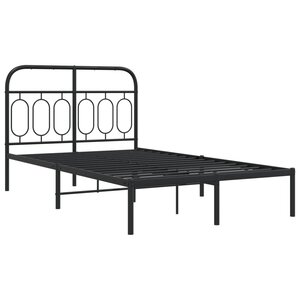 vidaXL Cadre de lit métal avec tête de lit noir 120x200 cm