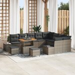 Ensemble de canapé de jardin vidaXL 12 pièces avec coussins gris en rotin