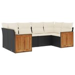 vidaXL Salon de jardin 6 Pièces avec coussins noir résine tressée