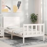 vidaXL Cadre de lit avec tête de lit blanc petit simple bois massif