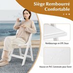 Lot de 2 chaises pliantes en résine chaises de jardin portables avec siège rembourré cadre en résine avec capacité statique de 500 kg blanc 20_0008755
