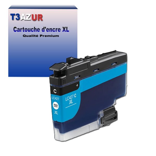 T3AZUR- Cartouche compatible avec Brother LC427 XL pour Brother MFC-J5955DW  MFC-J6950  MFC-J6955DW Cyan