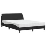 vidaXL Lit avec matelas noir 140x190 cm similicuir