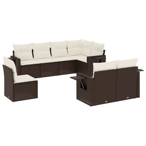 vidaXL Salon de jardin 8 Pièces avec coussins marron résine tressée