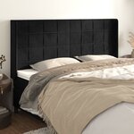vidaXL Tête de lit avec oreilles Noir 203x16x118/128 cm Velours