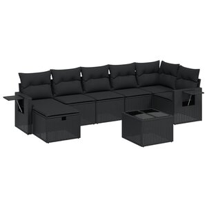 vidaXL Salon de jardin 8 Pièces avec coussins noir résine tressée