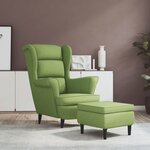 vidaXL Fauteuil à oreilles avec tabouret vert clair velours