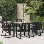 vidaXL Ensemble à manger de jardin 7 Pièces Noir Rotin PVC
