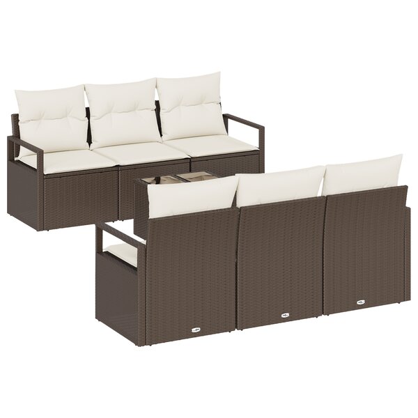 Ensemble de canapé de jardin 7 pièces avec coussins marron