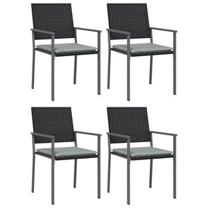 vidaXL Chaises de jardin et coussins lot de 4 noir 54x62 5x89 cm rotin