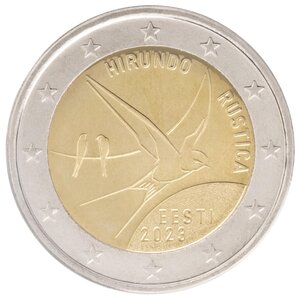 Pièce de monnaie 2 euro commémorative Estonie 2023 – Hirondelle rustique