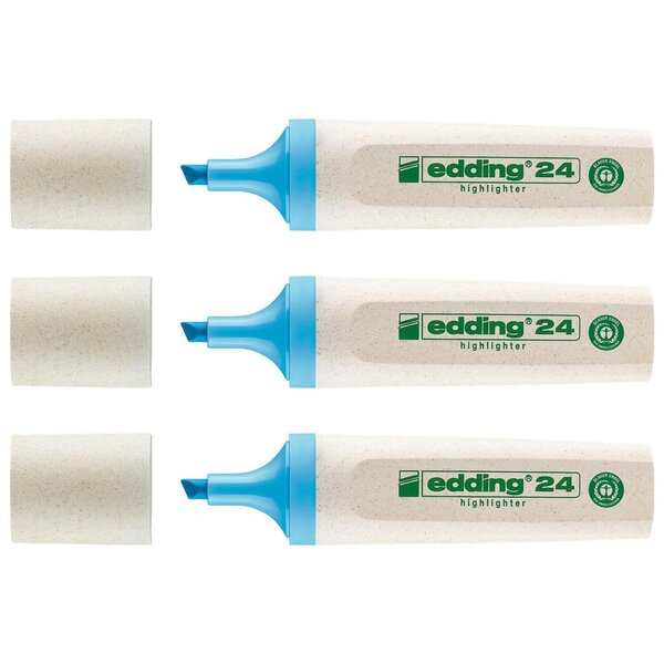 Surligneur Ecoline 24 Bleu clair Pointe Biseautée 2-5 mm x 3 EDDING