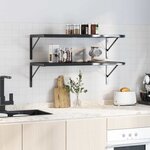 vidaXL Supports d'étagères 4 Pièces 40x2 5x25 cm noir acier inoxydable