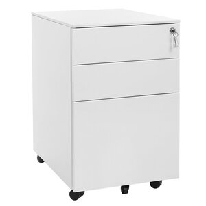 Caisson de bureau à roulettes avec 3 tiroirs et classeur suspendu 52 x 39 x 60 cm armoire de bureau verrouillable pour dossiers et documents corps d'armoire prémonté blanc 12_0004805