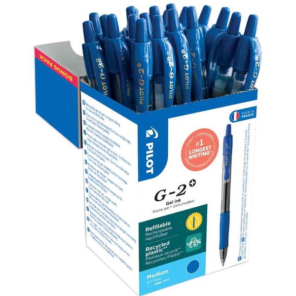 Stylo roller à encre gel G-2 PLUS 07 VALUE PACK bleu PILOT