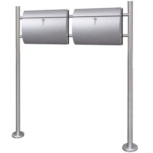 Boite aux lettres double design contemporain acier inoxydable sur pieds 120 cm