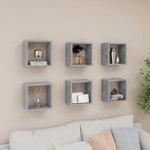 vidaXL Étagères cube murales 6 Pièces Gris béton 26x15x26 cm