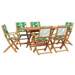 vidaXL Ensemble à manger de jardin 7 Pièces motif de feuilles tissu bois