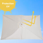 Parasol droit rectangulaire bois polyester haute densité 2 95L x 2l x 2 55H m crème