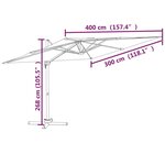 vidaXL Parasol cantilever à LED Noir 400x300 cm