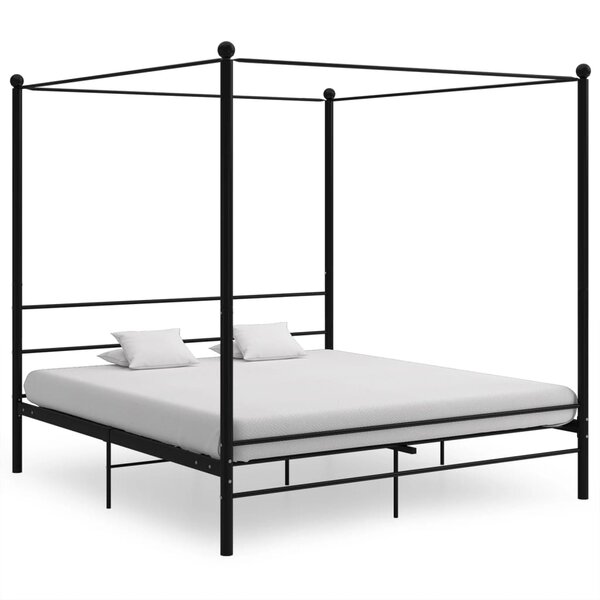 vidaXL Cadre de lit à baldaquin Noir Métal 200x200 cm