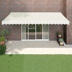 vidaXL Auvent rétractable crème 5x3 m tissu et aluminium