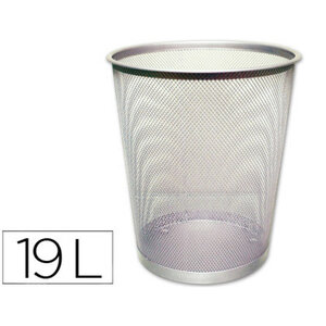 Corbeille à papier q-connect maille métallique forme circulaire 19l 295x345x240mm coloris gris