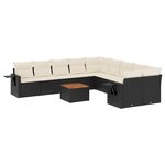 vidaXL Salon de jardin 11 Pièces avec coussins noir résine tressée