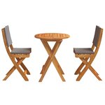vidaXL Ensemble Bistro Pliable 3 pièces avec Coussins en Bois Massif d'Acacia