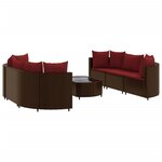 vidaXL Salon de jardin avec coussins 7 Pièces marron résine tressée