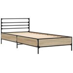 vidaXL Cadre de lit chêne sonoma 75x190 cm bois d'ingénierie et métal