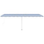 vidaXL Auvent manuel rétractable sur pied 600x300 cm Bleu/Blanc
