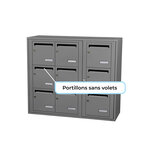 Bloc collectif Leabox  3x3  grade 3  simple face  intérieur  fixation murale  gris poussière ral 7037 finition brillante