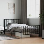 vidaXL Cadre de lit métal avec tête de lit/pied de lit noir 107x203 cm