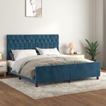 vidaXL Cadre de lit avec tête de lit Bleu foncé 160x200 cm Velours