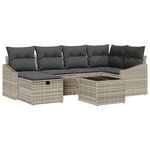 vidaXL Ensemble de canapé de jardin 7 pièces avec coussins gris clair en rotin synthétique