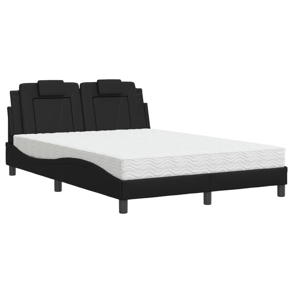 vidaXL Lit avec matelas noir 140x190 cm similicuir