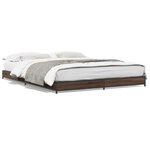 vidaXL Cadre de lit chêne marron 120x190 cm bois d'ingénierie et métal