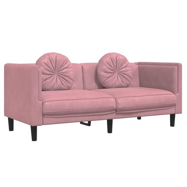 vidaXL Canapé avec coussins 2 places rose velours